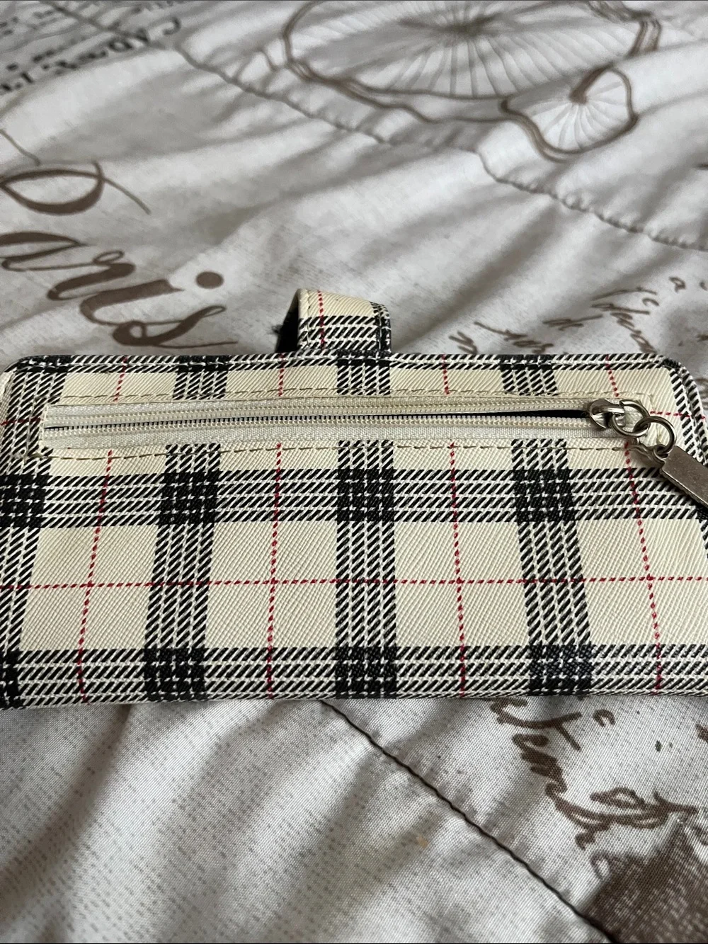 Classic Plaid Snap Wallet - Cream and Black